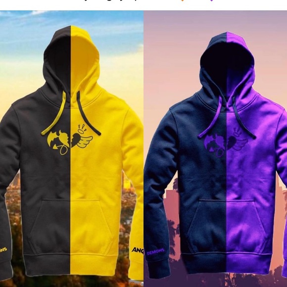 ISO split colour Demons n angels hoodies size Large/XL - Picture 4 of 6